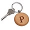 Contemporary Home Living 1.75" Round Wood Design Stainless Steel Key Chain